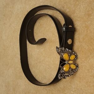 Black belt with butterfly buckle